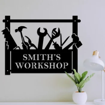 Dad's Workshop Sign, Garage Sign, Workshed Sign, Metal Sign For Dad, Gifts For Him, Gifts For Dad, Dad Gifts, Man Cave Garage Wall Art