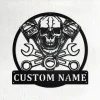 Custom Mechanic Skull Metal Wall Art, Personalized Mechanic Name Sign Decoration For Room, Mechanic Home Decor, Custom Mechanic, Mechanic