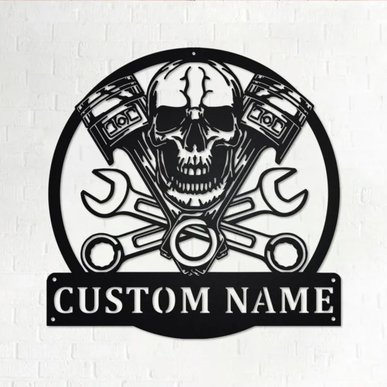 Custom Mechanic Skull Metal Wall Art, Personalized Mechanic Name Sign Decoration For Room, Mechanic Home Decor, Custom Mechanic, Mechanic