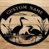 Herons Metal Monogram - Herons River Life Sign - Scenery Wall Art - Farm House Sign - Sign For Home - Front Porch Decor - Custom Metal Sign