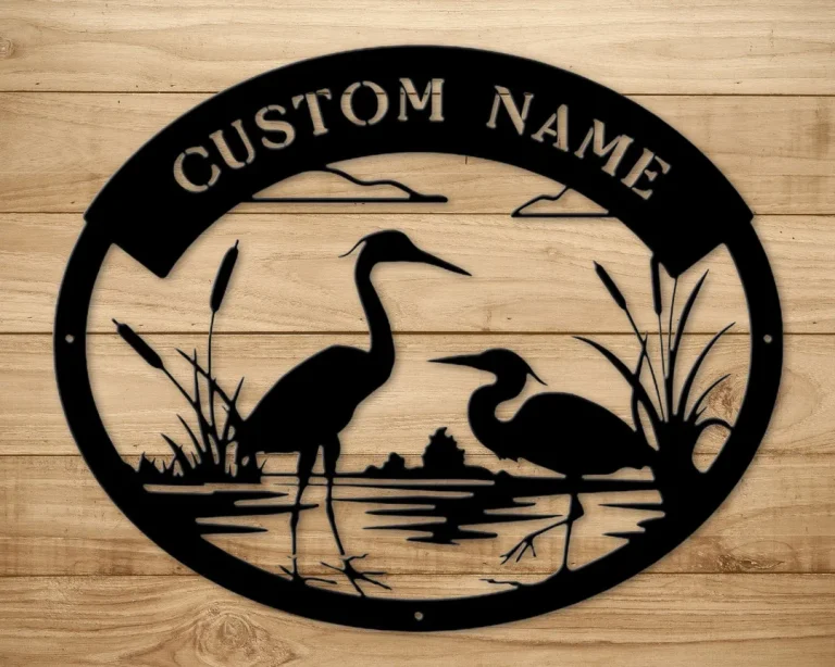 Herons Metal Monogram - Herons River Life Sign - Scenery Wall Art - Farm House Sign - Sign For Home - Front Porch Decor - Custom Metal Sign