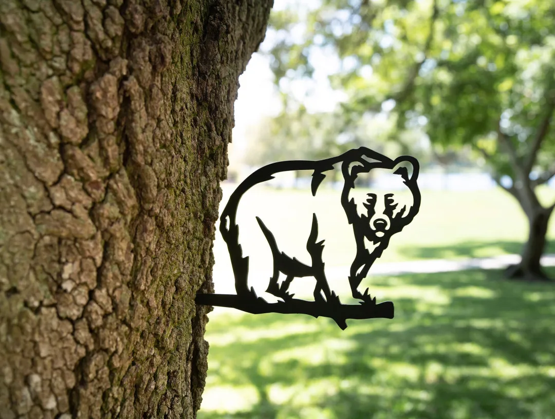 il_fullxfull.3364860916_nb3r.webp Metal Bear Silhouette - Usa Steel Sign Cutout - Rustic Outdoor Home & Garden Decor - Hammer Stake - Housewarming Gift
