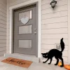 Scary Halloween Cat Sign - Halloween Sign - Metal Wall Art - Black Cat Decor - Garden Decor - Entry Way Decor - Fall Sign - Farmhouse Decor