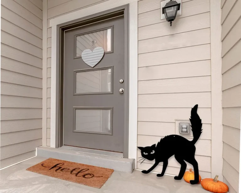 Scary Halloween Cat Sign - Halloween Sign - Metal Wall Art - Black Cat Decor - Garden Decor - Entry Way Decor - Fall Sign - Farmhouse Decor