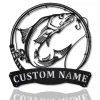 Personalized Norwegian Salmon Fishing Fish Pole Metal Sign Art, Custom Salmon Fishing Monogram Metal Sign, Fishing Gifts, Hobbie Gift