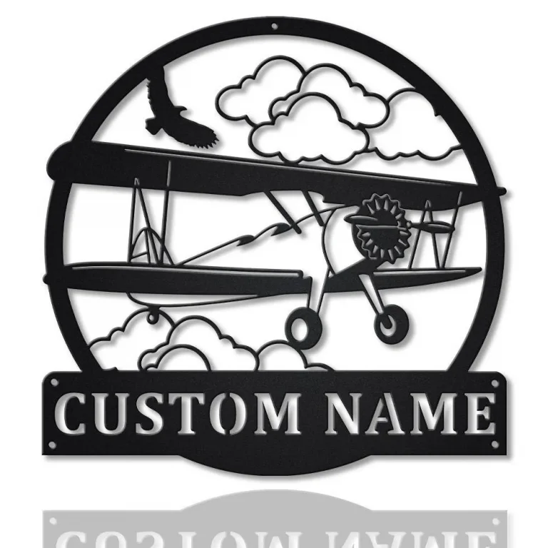 Personalized Propeller Airplane Monogram Metal Sign Art, Custom Airplane Metal Sign, Airplane Lover Sign Decoration For Living Room