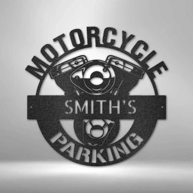 Personalized Motorcycle Parking Monogram - Steel Sign