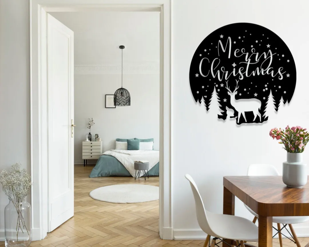 il_fullxfull.3406330932_n8wt.webp Christmas Welcome Sign - Merry Christmas Sign - Metal Wall Art - Camper Deer Sign - Metal Outdoor Sign - Christmas Decor - Farm House Gifts