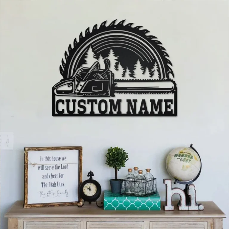 Custom Chainsaw Wood Metal Wall Art, Personalized Woodworker Name Sign Decoration For Room, Woodworker Home Decor, Custom Woodworker