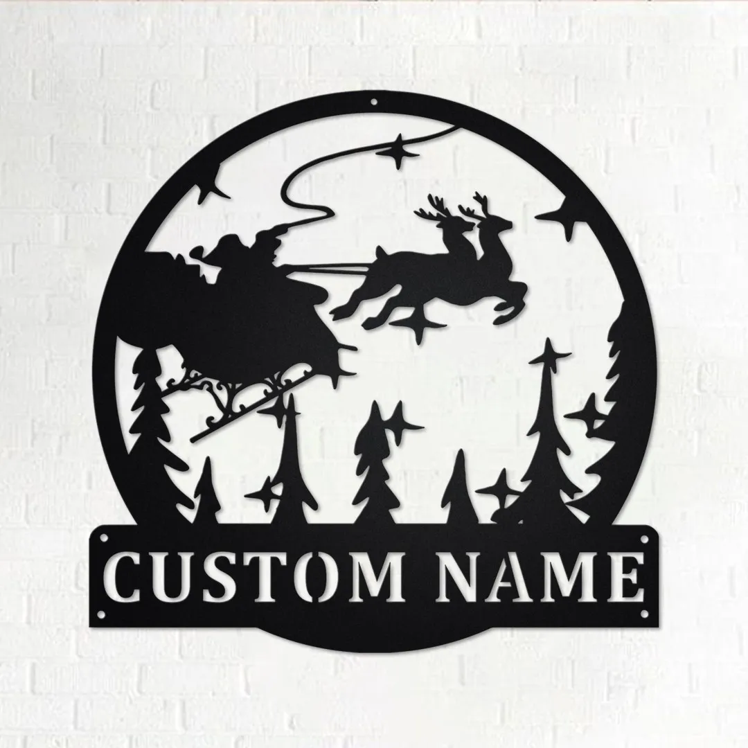 il_fullxfull.3407333202_20wd.webp Custom Christmas Scene Metal Wall Art, Personalized Christmas Scene Name Sign Decoration For Room,christmas Scene Home Decor, Christmas Gift