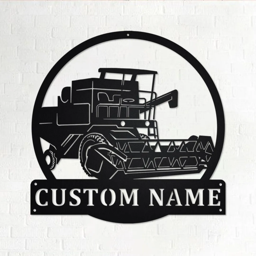 il_fullxfull.3407337040_m30n.webp Custom Combine Harvester Metal Wall Art, Personalized Combine Harvester Name Sign Decoration For Room, Combine Harvester Home Decor