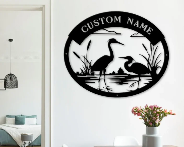 Herons Metal Monogram - Herons River Life Sign - Scenery Wall Art - Farm House Sign - Sign For Home - Front Porch Decor - Custom Metal Sign