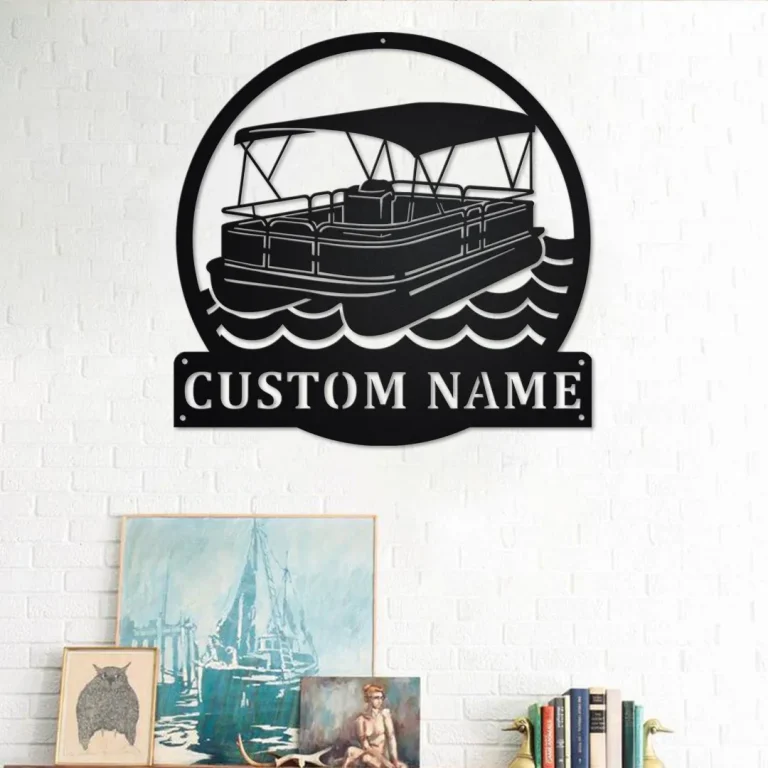 Custom Pontoon Boat Metal Wall Art, Personalized Pontoon Boat Name Sign Decoration For Room, Pontoon Boat Home Decor, Custom Pontoon Boat