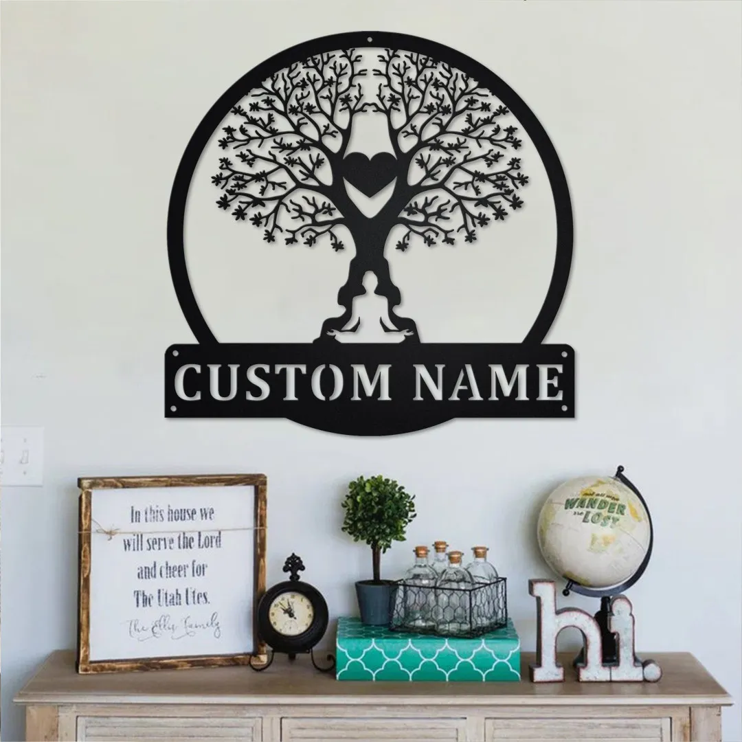 il_fullxfull.3420802094_cc1w.webp Custom Tree Namaste Heart Metal Wall Art, Personalized Tree Namaste Name Sign Decoration For Room, Tree Namaste Home Decor, Custom Namaste