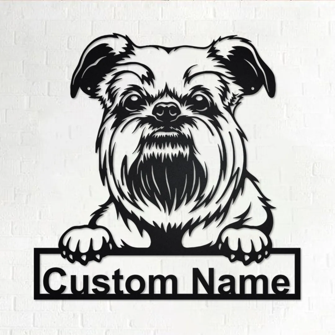 il_fullxfull.3425373740_cpm8-1.webp Custom Griffon Bruxellois Dreed Dog Metal Wall Art, Personalized Griffon Bruxellois Dreed Name Sign Decoration For Room, Custom Dog