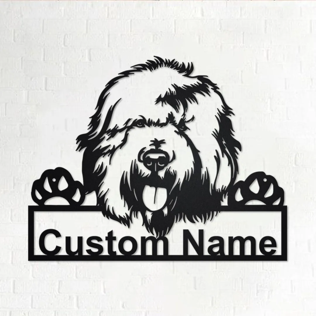 il_fullxfull.3427999498_f69g_62b57d9e-a0f0-4796-91be-b12642458024.webp Custom English Sheepdog Dog Metal Wall Art, Personalized English Sheepdog Name Sign Decoration For Room, English Sheepdog Metal Home Decor