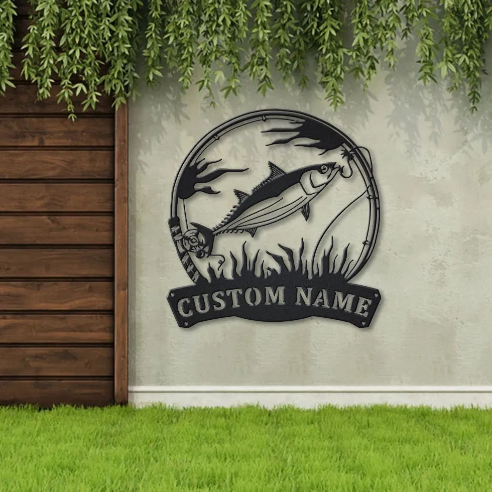 il_fullxfull.3429776619_9iak.webp Personalized Skipjack Tuna Fishing Fish Pole Metal Sign Art, Custom Tuna Fishing Metal Sign, Tuna Fishing Funny, Tuna Fishing Gift