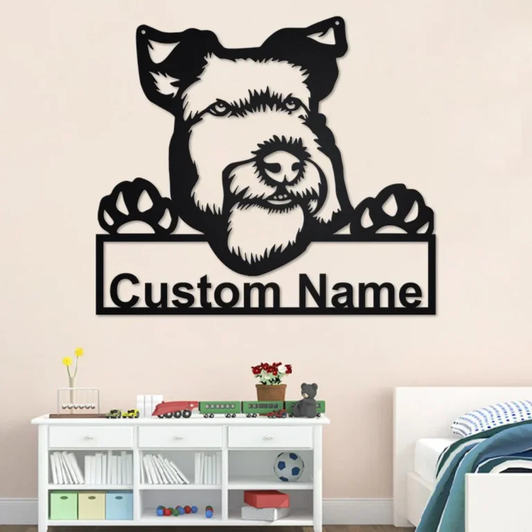 Custom Welsh Terrier Dog Metal Wall Art, Personalized Welsh Terrier Name Sign Decoration For Room, Welsh Terrier Home Decor, Custom Dog