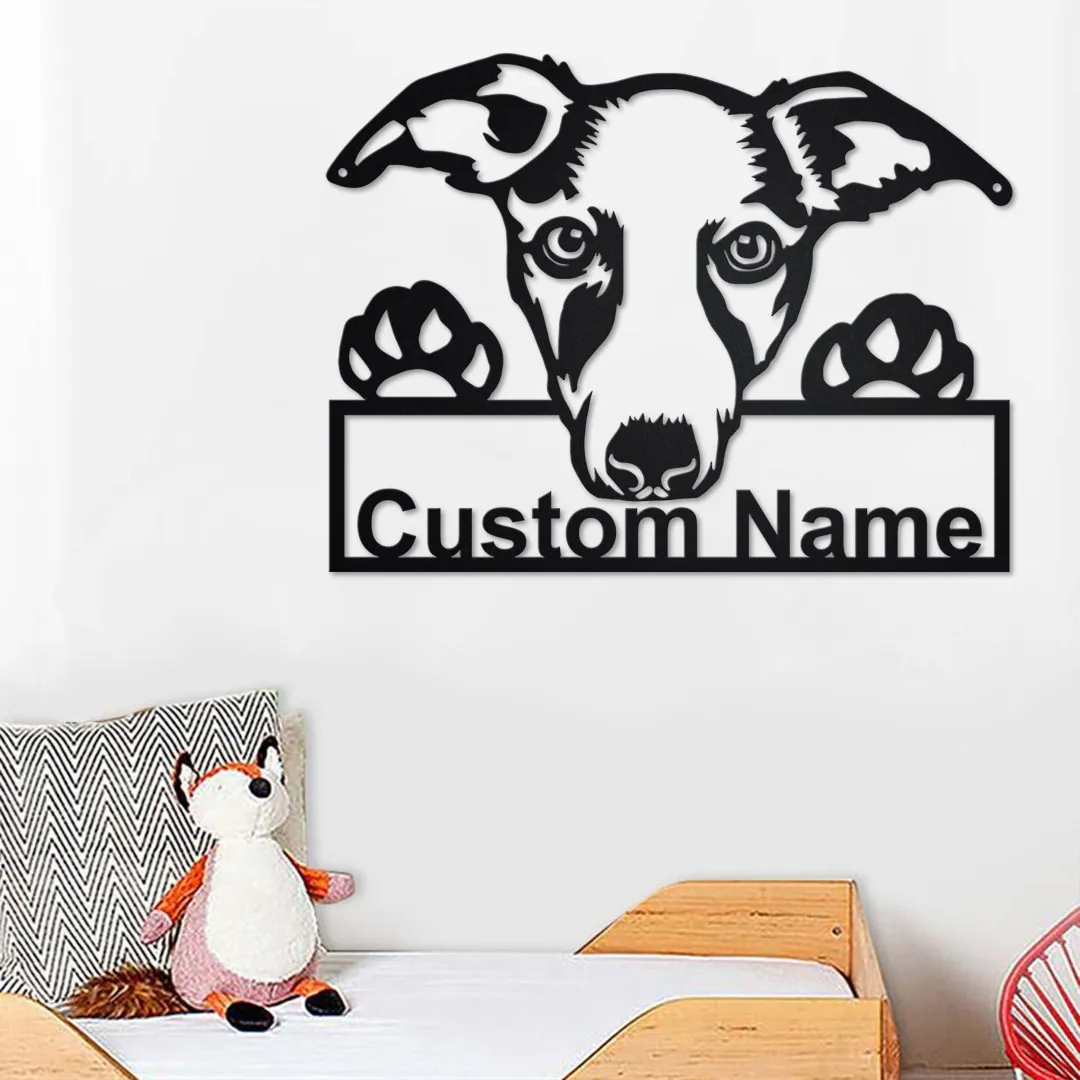 il_fullxfull.3430594106_8b4o.webp Custom Whippet Dog Metal Wall Art, Personalized Whippet Name Sign Decoration For Room, Whippet Home Decor, Custom Dog, Custom Whippet Dog