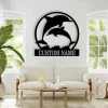 Happy Dolphin Metal Sign - Customize Dolphin Sign - Dolphin Monogram - Beach House Decor - Sea Life Sign - Dolphin Lovers - Family Room Sign