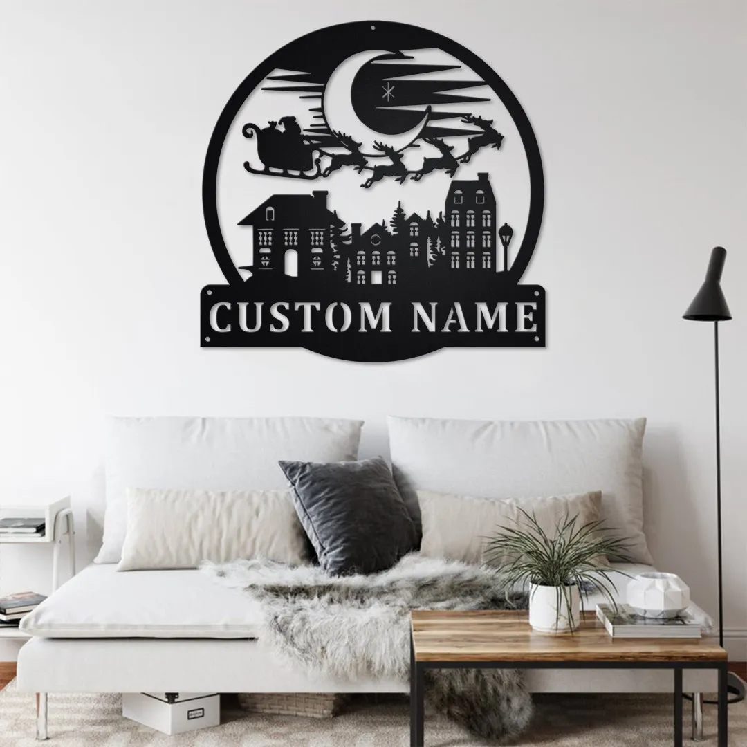 il_fullxfull.3436317280_l9k2.webp Custom Santa Claus Merry Christmas Metal Wall Art, Personalized Santa Claus Name Sign Decoration For Room, Santa Claus Home Decor, Xmas Gift