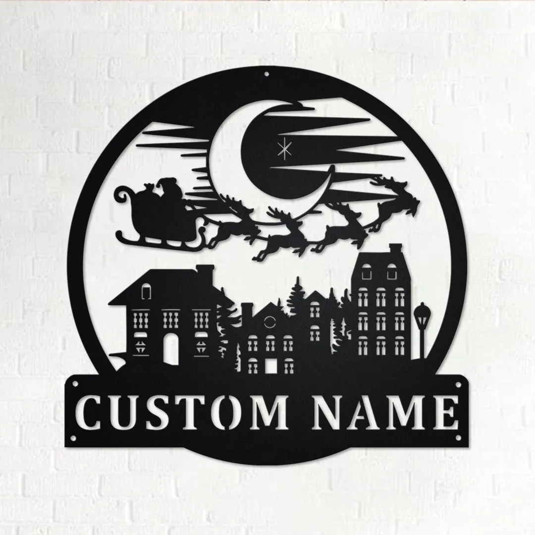 il_fullxfull.3436317306_5dbc.webp Custom Santa Claus Merry Christmas Metal Wall Art, Personalized Santa Claus Name Sign Decoration For Room, Santa Claus Home Decor, Xmas Gift