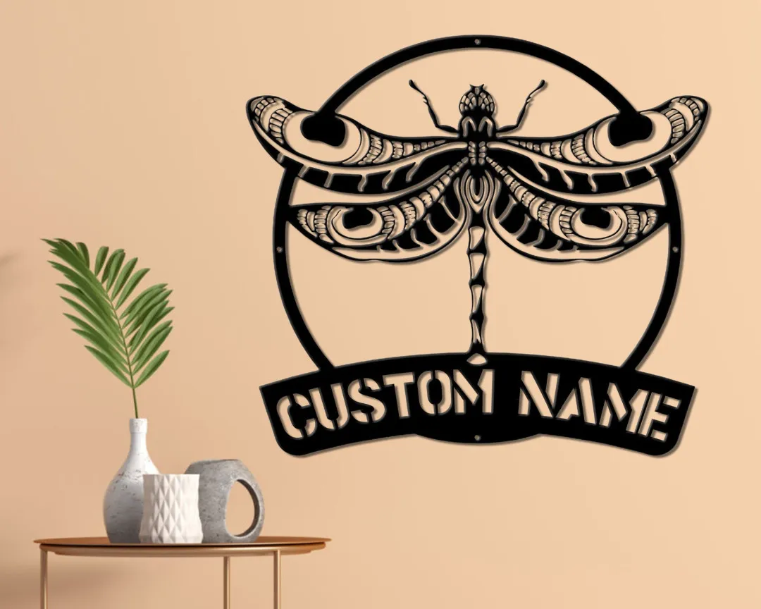 il_fullxfull.3438677923_tpdx.webp Metal Dragonfly Sign - Metal Wall Art - Metal Monogram - Rustic Farm Sign - Door Hanger - Garden Decor - Entryway Decor - Custom Metal Sign