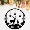 Christmas Deer Sign - Merry Christmas - Christmas Gifts - Front Door Decor - Winter Decor - Family Gifts - Mom's Gift - Welcome Metal Sign