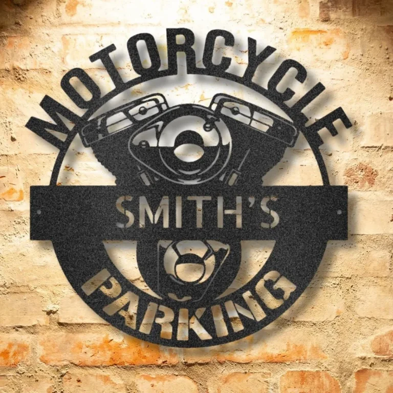 Personalized Motorcycle Parking Monogram - Steel Sign