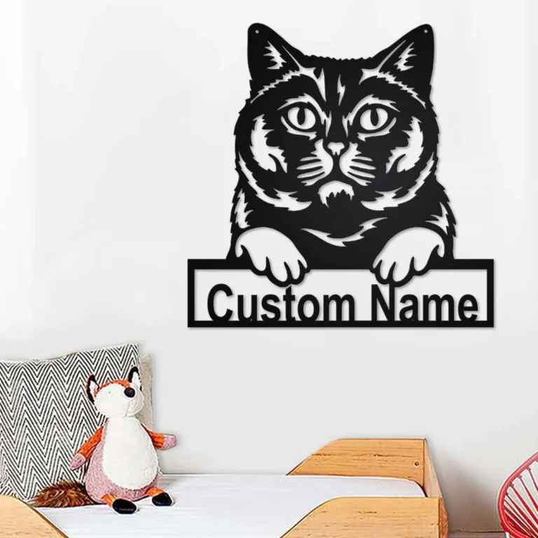 Custom British Shorthair Cat Metal Wall Art, Personalized British Shorthair Cat Name Sign Decoration For Room, British Shorthair Home Decor