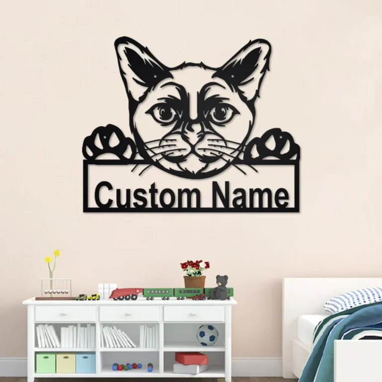 Custom Burmese Cat Metal Wall Art, Personalized Burmese Cat Name Sign Decoration For Room, Burmese Cat Home Decor, Custom Burmese Cat