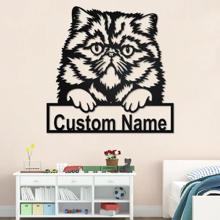 Custom Persian Cat Metal Wall Art, Personalized Persian Cat Name Sign Decoration For Room, Persian Cat Home Decor, Custom Persian Cat