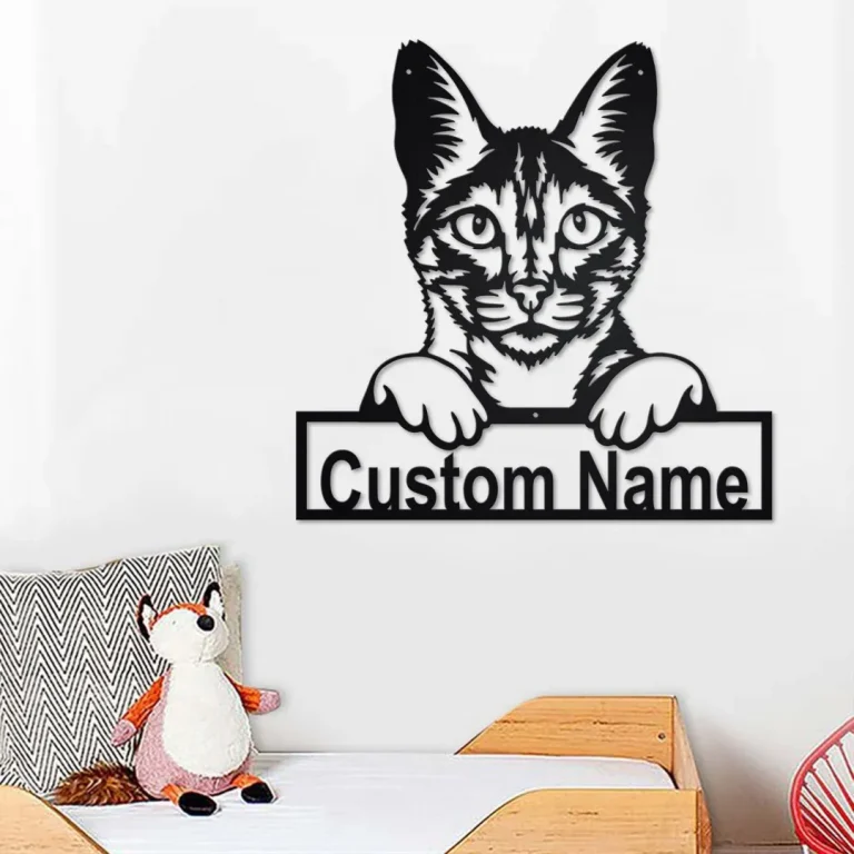 Custom Savannah Cat Metal Wall Art, Personalized Savannah Cat Name Sign Decoration For Room, Savannah Cat Home Decor, Custom Savannah Cat