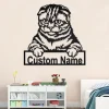 Custom Scottish Fold Cat Metal Wall Art, Personalized Scottish Fold Cat Name Sign Decoration For Room, Scottish Fold Cat Home Decor