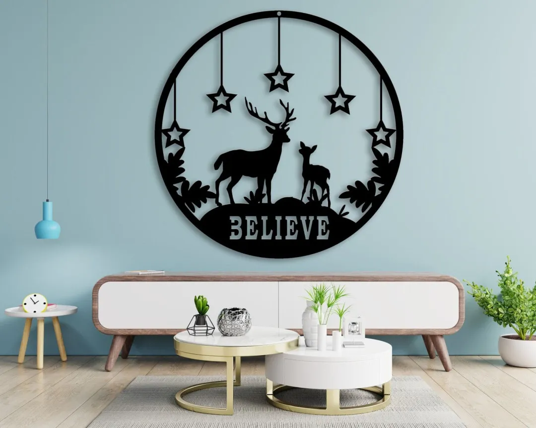 il_fullxfull.3452036222_g6qp.webp Christmas Deer Sign - Merry Christmas - Christmas Gifts - Front Door Decor - Winter Decor - Family Gifts - Mom's Gift - Welcome Metal Sign