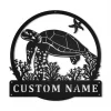 Personalized Sea Turtle Monogrammetal Sign Art, Custom Sea Turtle Monogram Metal Sign, Sea Turtle Gifts, Decor Decoration