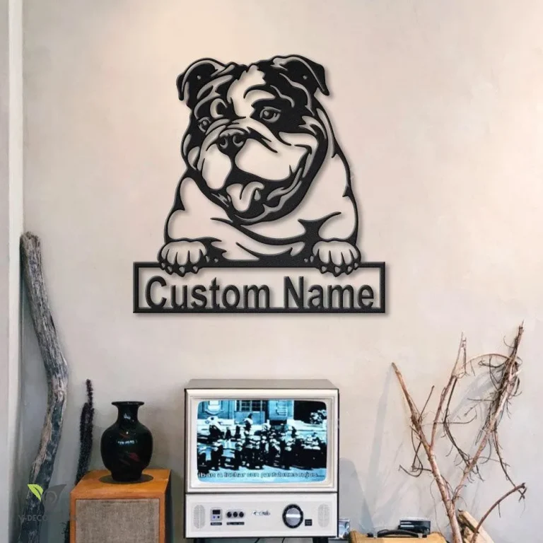 Personalized English Bulldog Metal Sign Art V2, Custom English Bulldog Metal Sign, Father's Day Gift, Pets Gift, Birthday Gift