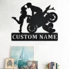 Custom Couple Motorcycle Metal Wall Art, Personalized Motorcycle Name Sign Decoration For Room, Motorcycle Home Decor, Custom Motorcycle