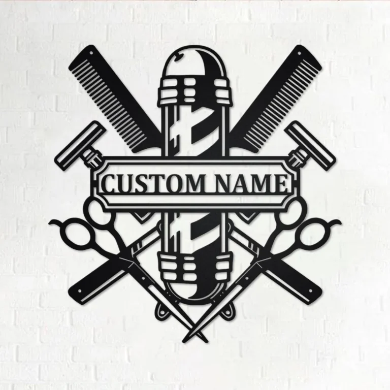 Custom Barber Hair Salon Shop Metal Wall Art, Personalized Hair And Nail Hair Shop Name Sign Decoration, Hairstyle Salon Home Decor
