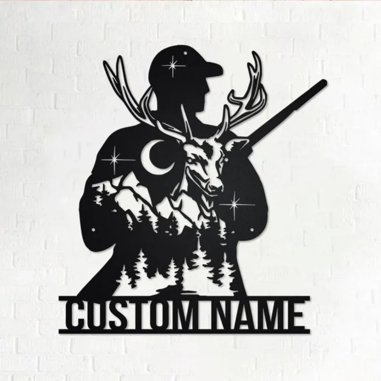 Custom Deer Hunter Metal Wall Art, Personalized Deer Hunter Name Sign Decoration For Room, Deer Hunter Home Decor, Custom Deer Hunter