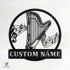 Custom Harp Musical Metal Wall Art, Personalized Harp Musical Name Sign Decoration For Room, Harp Musical Home Decor, Custom Harp Musical