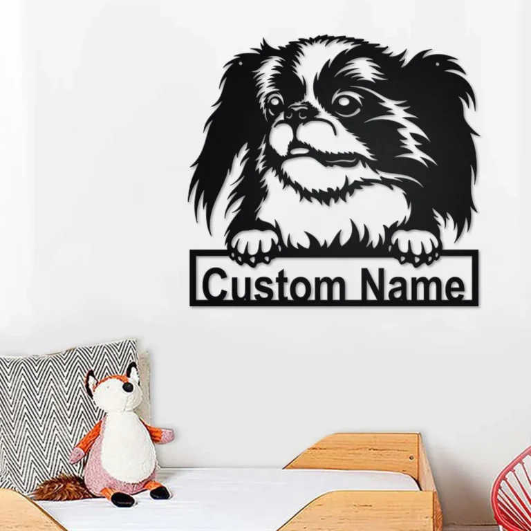 Custom Japanese Chin Dog Metal Wall Art, Personalized Japanese Chin Name Sign Decoration For Room, Japanese Chin Home Decor, Custom Dog