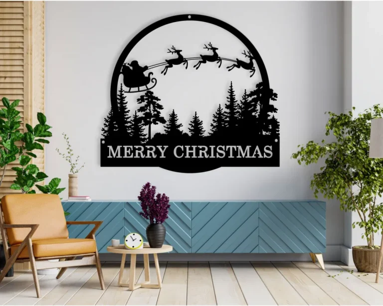 Christmas Metal Sign - Merry Christmas - Christmas Decor - Santa Metal Decor - Welcome Sign - Family Room Sign - Sister's Gift -winter Decor