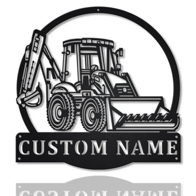 Personalized Backhoe Loader Truck Monogram Metal Sign Art, Custom ...