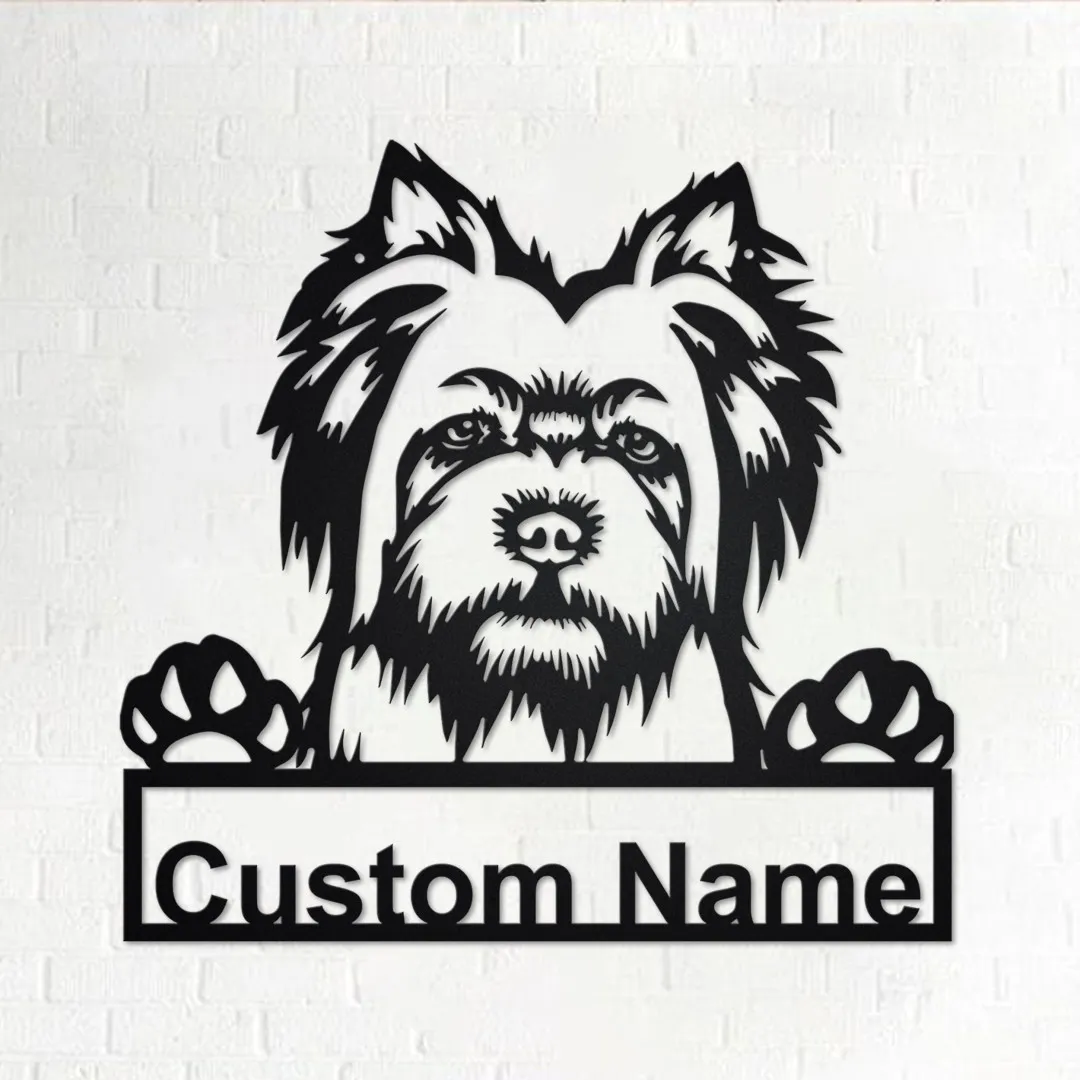 il_fullxfull.3478213013_d2n8-1.webp Custom Silky Terrier Dog Metal Wall Art, Personalized Silky Terrier Name Sign Decoration For Room, Silky Terrier Home Decor, Custom Dog