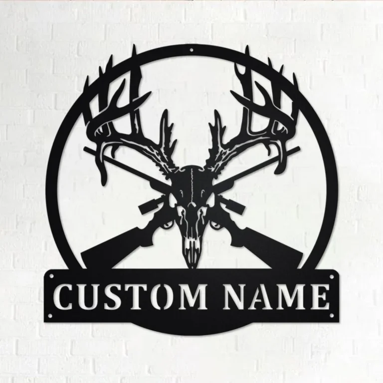 Custom Deer Skull Hunting Metal Wall Art, Personalized Deer Hunter Name Sign Decoration For Room, Deer Hunting Home Decor, Custom Hunting