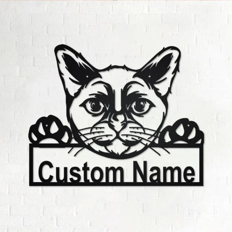 Custom Burmese Cat Metal Wall Art, Personalized Burmese Cat Name Sign Decoration For Room, Burmese Cat Home Decor, Custom Burmese Cat