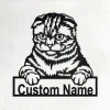 Custom Scottish Fold Cat Metal Wall Art, Personalized Scottish Fold Cat Name Sign Decoration For Room, Scottish Fold Cat Home Decor