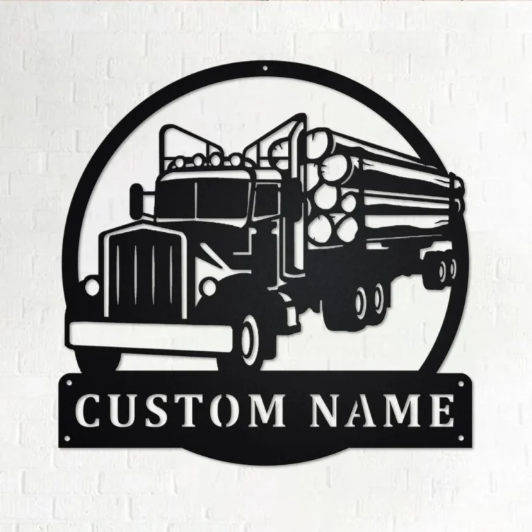 Custom Log Truck Metal Wall Art, Personalized Truck Driver Name Sign Decoration For Room, Log Truck Home Decor. Custom Truck, Trucker Gift