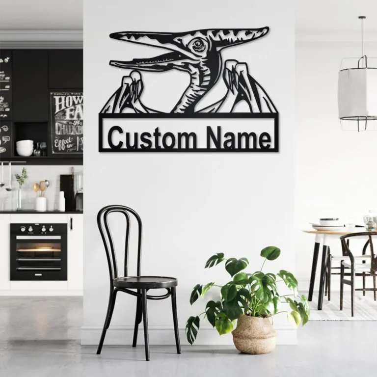 Custom Pterodactyl Dinosaur Metal Wall Art, Personalized Pterodactyl Dinosaur Name Sign Decoration For Room, Pterodactyl Dinosaur Home Decor